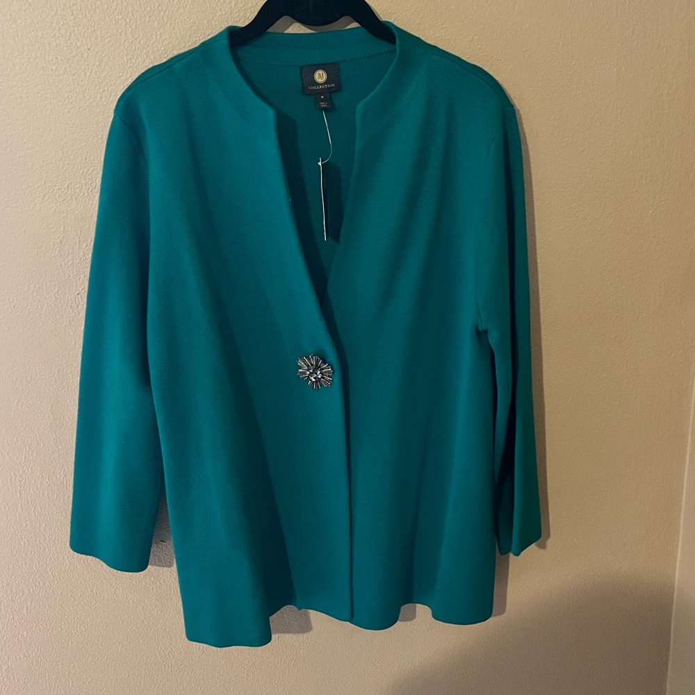JM collection cardigan emerald green size M